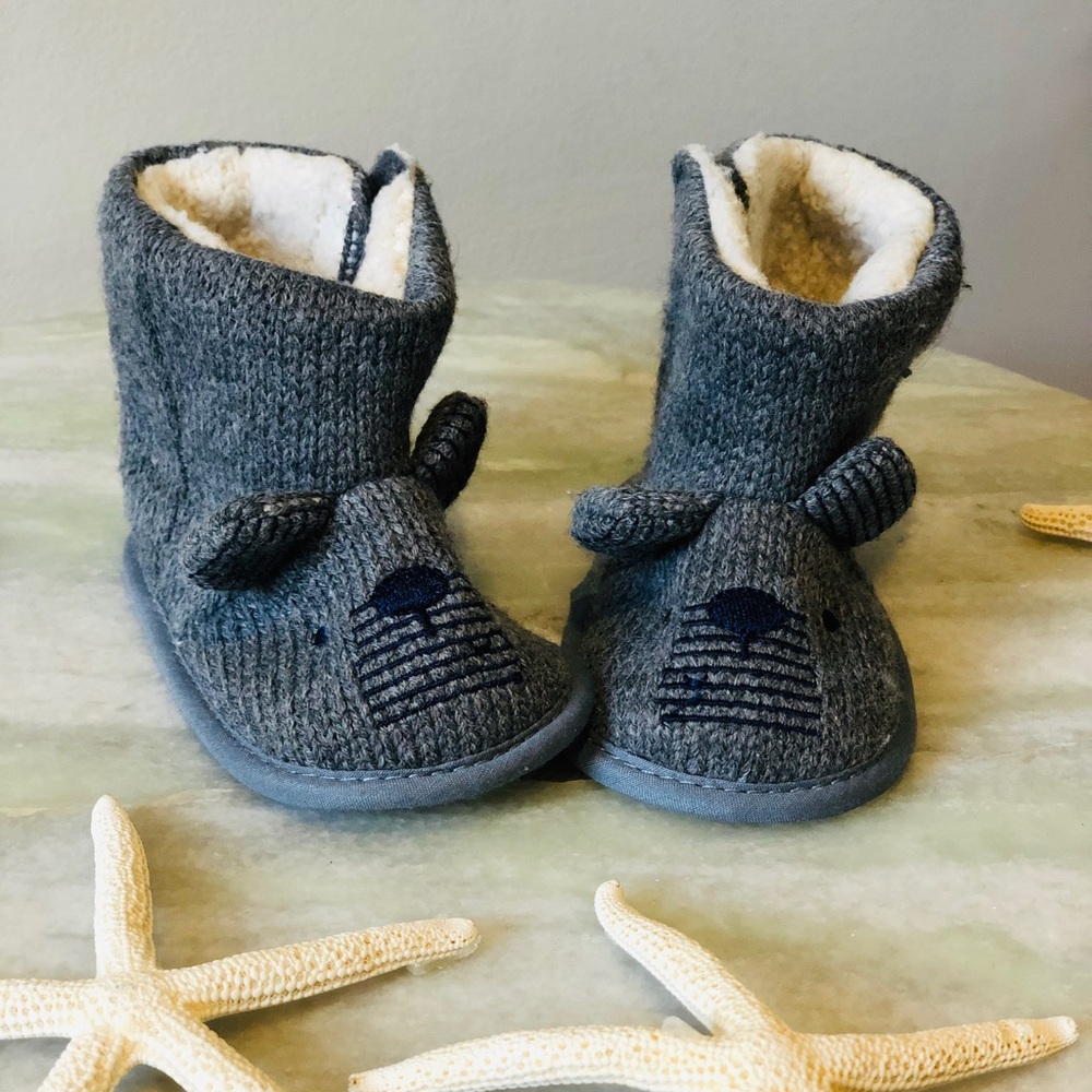Baby Bear Face Knit Boots Fleece Lined 6-12 Months